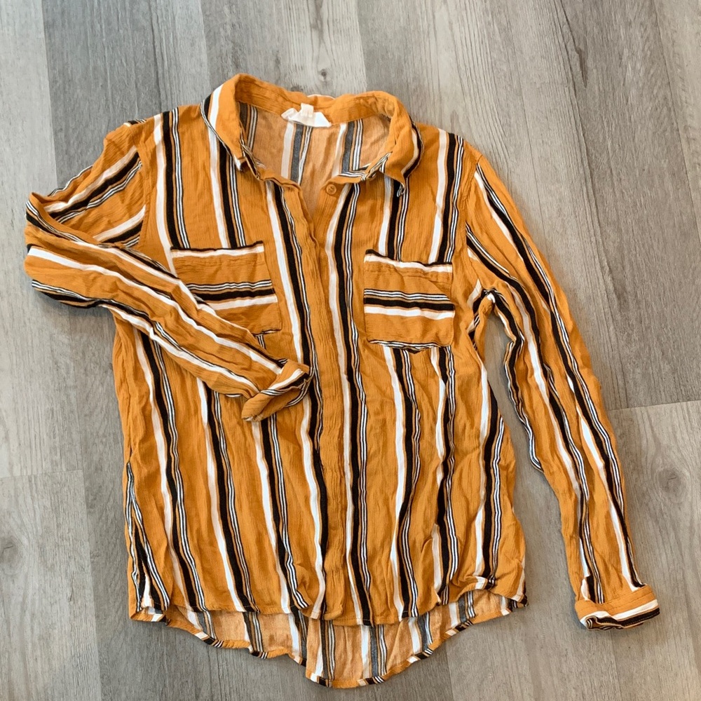 Hippie Rose Mustard and Black Striped Shirt
